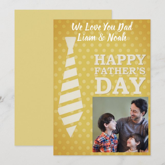 Instagram Photo Tie Golden Dots Fathers Day Card (Front/Back)