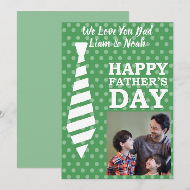 Instagram Photo Tie Green Dots Fathers Day Card (Front/Back)