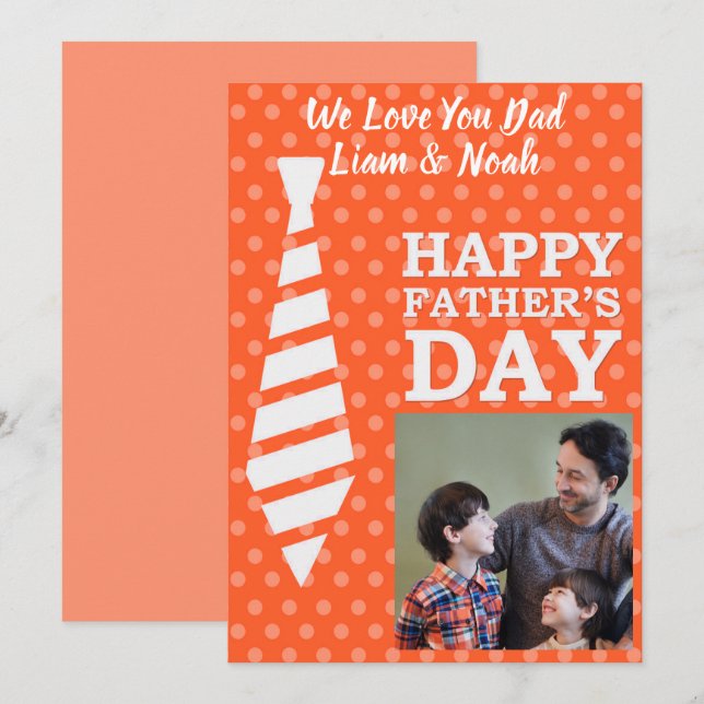 Instagram Photo Tie Orange Dots Fathers Day Card (Front/Back)