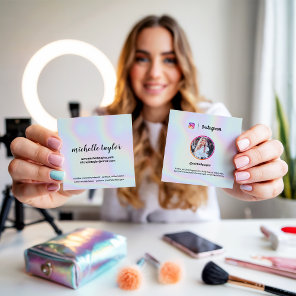 Instagram photo trendy holographic pastel rainbow calling card