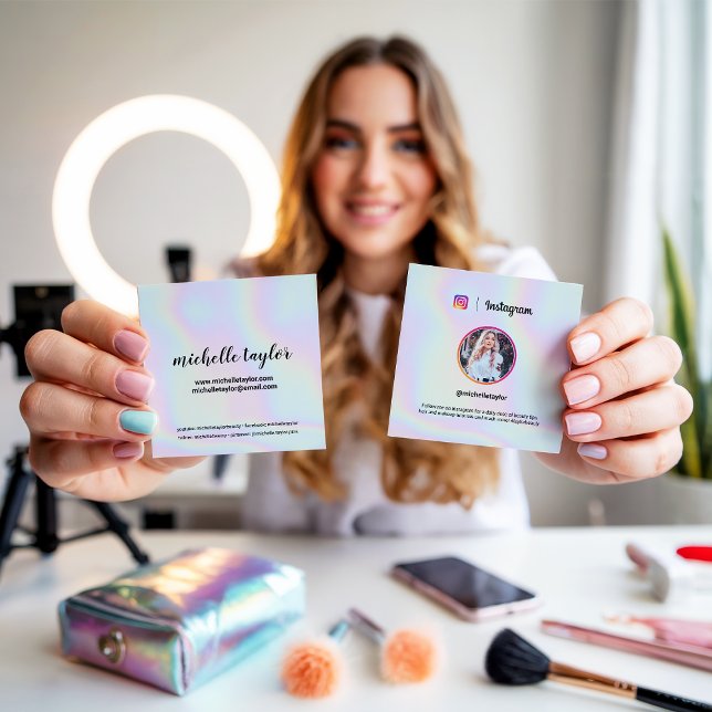 Instagram photo trendy holographic pastel rainbow calling card (Instagram photo trendy holographic pastel rainbow)