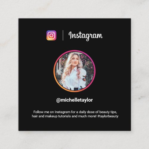 Instagram photo trendy social media modern black calling card