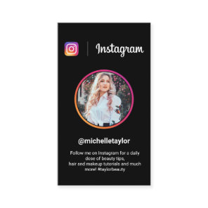 Instagram photo trendy social media modern black calling card