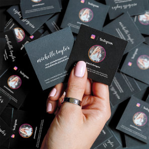 Instagram photo trendy social media modern black calling card