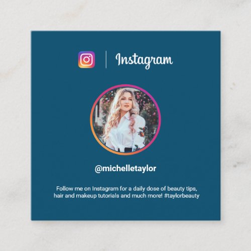 Instagram photo trendy social media modern blue calling card