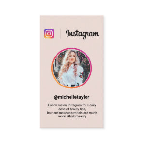 Instagram photo trendy social media modern pink calling card