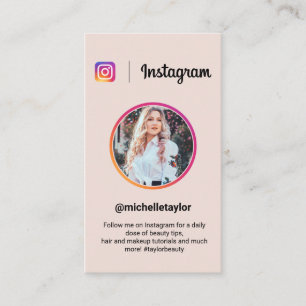 Instagram photo trendy social media modern pink calling card