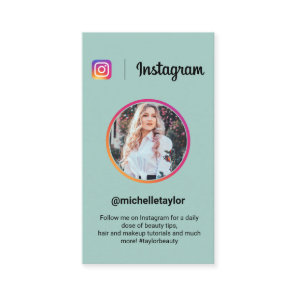 Instagram photo trendy social media modern teal calling card