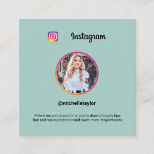 Instagram photo trendy social media modern teal calling card