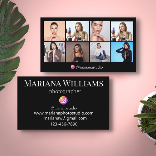 instagram photographer 8 photos collage black business card