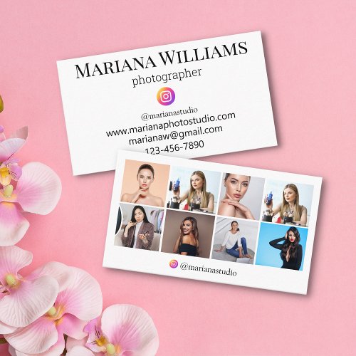 instagram photographer 8 photos collage white business card