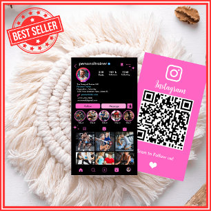 Instagram Pink Personal Trainer Connect with us Business Card