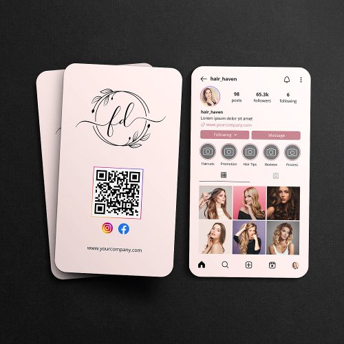 Instagram Profile Hair Salon Photo Grid QR Code Business Card