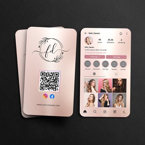 Instagram Profile Hair Salon Photo Grid QR Code Business Card