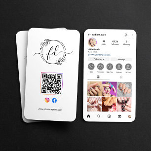 Instagram Profile Nail Artist Photo Grid QR Code Business Card