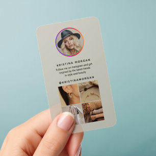 Instagram Profile Photo Collage Beige Clear Business Cards
