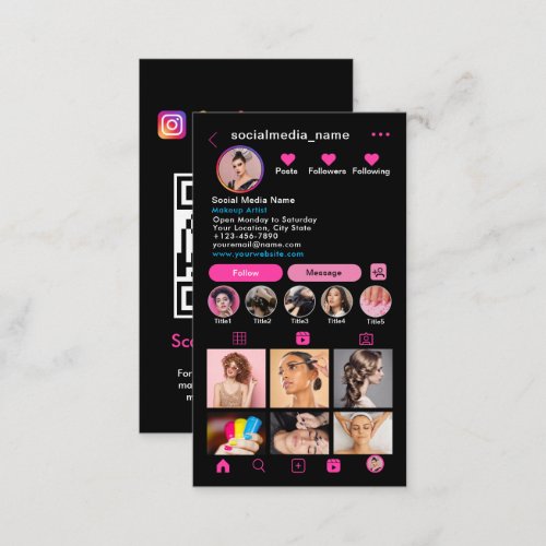 Instagram Profile Photo Grid Follow Me QR code Business Card