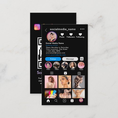Instagram Profile Photo Grid Follow Me QR code Business Card