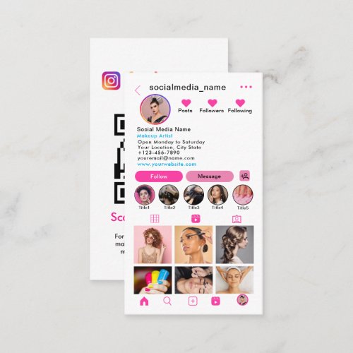 Instagram Profile Photo Grid Follow Me QR code Business Card