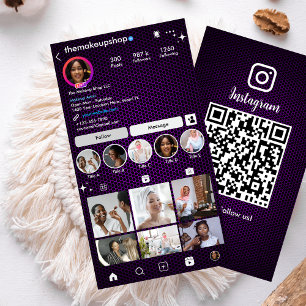 Instagram Purple Honeycomb QR Code Social Media Business Card