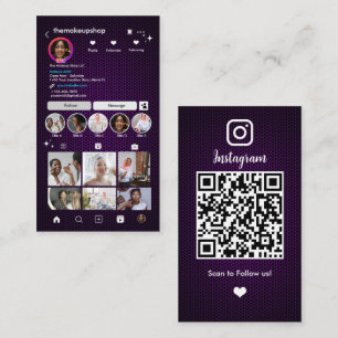 Instagram Purple Honeycomb QR Code Social Media Business Card