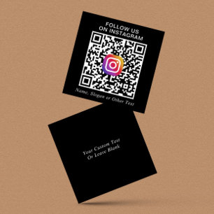 Instagram QR Code Black Promotional Square Business Card