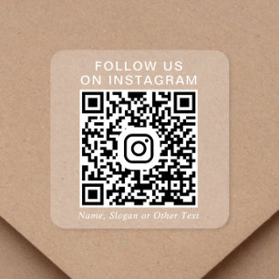 Instagram QR Code Clear White Lettering Square Sticker