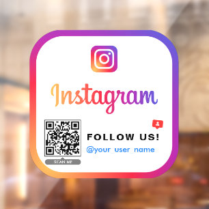 Instagram QR code Follow us Business Logo Simple Window Cling