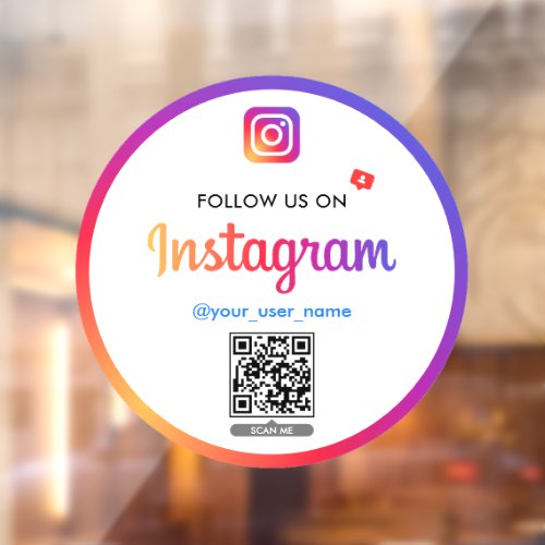 Instagram QR code Follow us Business Logo Simple Window Cling