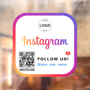 Instagram QR code Follow us Business Logo Simple Window Cling