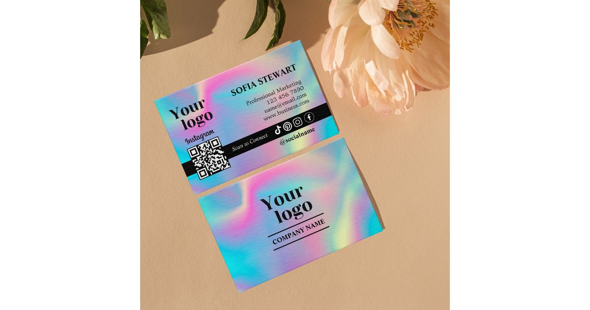 Instagram Qr Code Holographic Social Media Follow Business Card | Zazzle