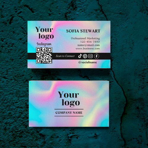 Instagram Qr Code Holographic Social Media Follow Business Card