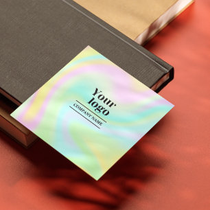 Instagram Qr Code Modern Bold Holographic Follow Square Business Card