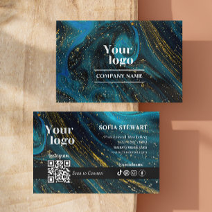 Instagram Qr Code Modern Bold Marble Agate Business Card