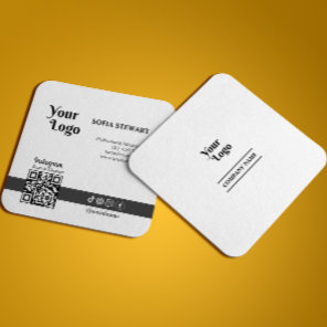 Instagram Qr Code Modern Bold Social Media Follow Square Business Card