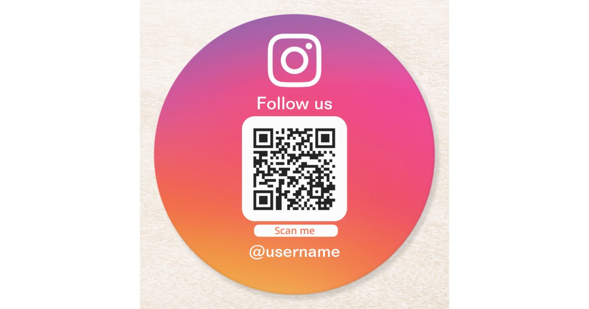 Instagram qr code paper coasters Zazzle