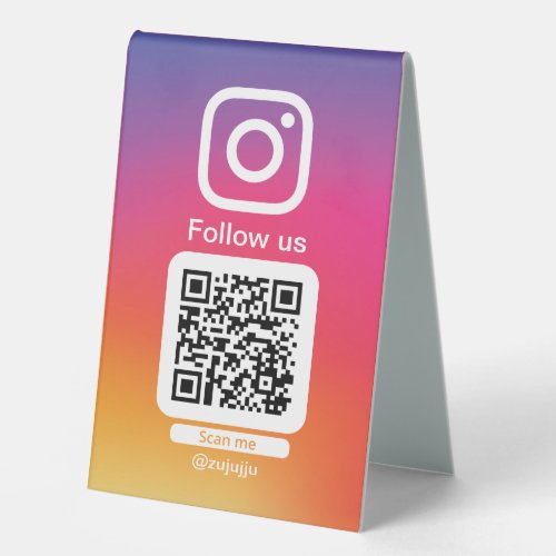 Instagram restaurant QR Code table tent Table Tent Sign