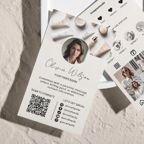 Instagram Scan To Connect QR Code Beige Business Card
