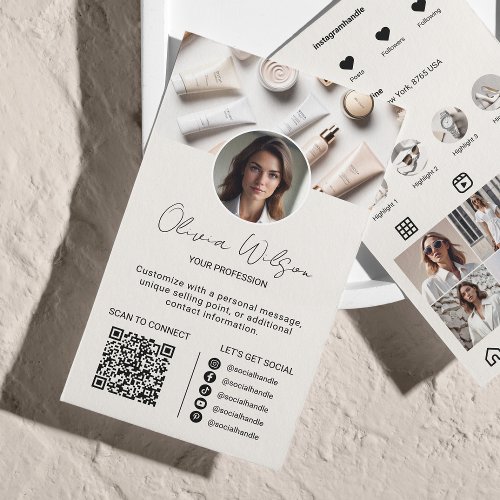 Instagram Scan To Connect QR Code Beige Business Card