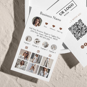 Instagram Scan To Connect QR Code Brown Business Card