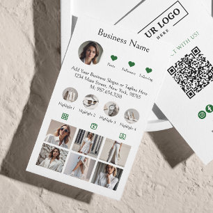 Instagram Scan To Connect QR Code Green Business Card