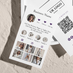 Instagram Scan To Connect QR Code Purple Business Card