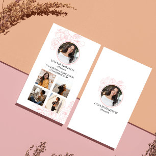 Instagram Social Follow Me Photo Grid Floral Business Card