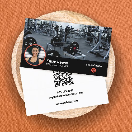 Instagram Social Media Black Photo QR Business Card