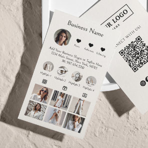 Instagram Social Media Follow Profile Photo Beige Business Card