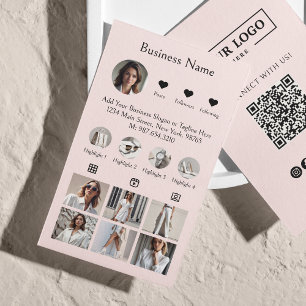 Instagram Social Media Follow Profile Photo Blush Business Card