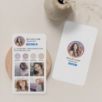 Instagram Social Media Follow Profile Photo Grid Business Card by moodthology at Zazzle