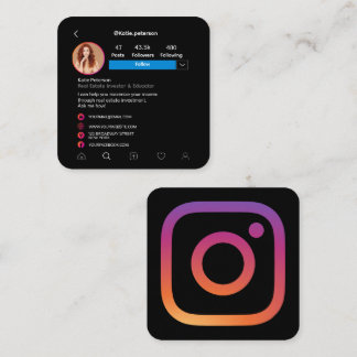 Instagram Social Media Profile Photo Square Business Card