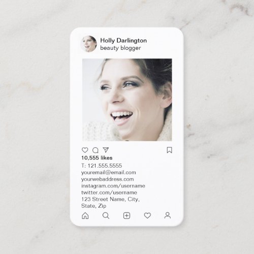 instagram style in stylish faux pink quilt business card