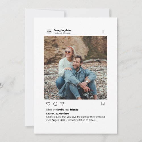 Instagram Style Minimalist Custom Photo Save The Date